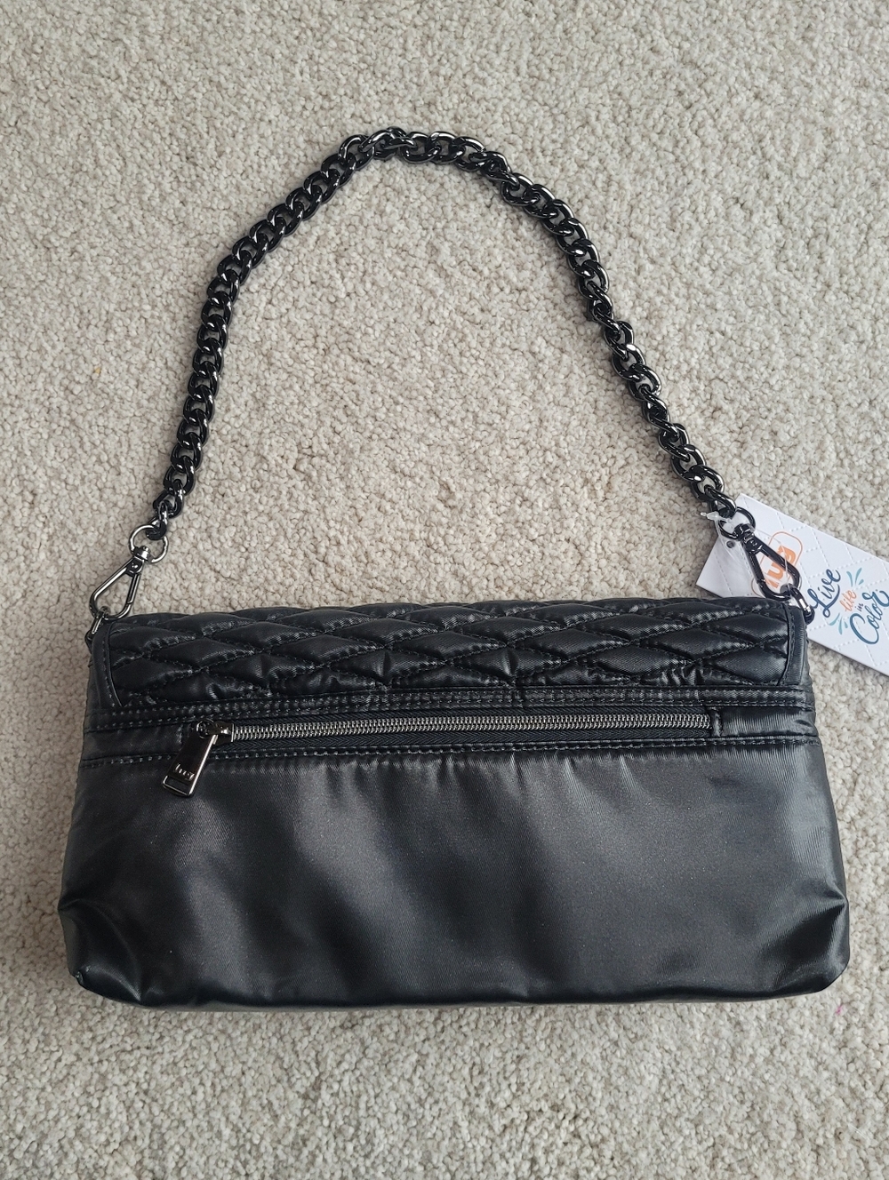 *NWT* Lug Strut Quilted Chain Shoulder Bag Metallic Black - Picture 4 of 12